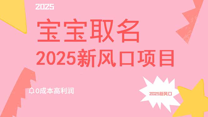 2025新风口项目宝宝取名,0成本高利润,附保姆级教程_天恒副业网