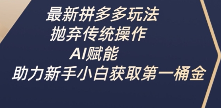 最新拼多多玩法，抛弃传统操作，AI赋能，助力新手小白获取第一桶金_天恒副业网