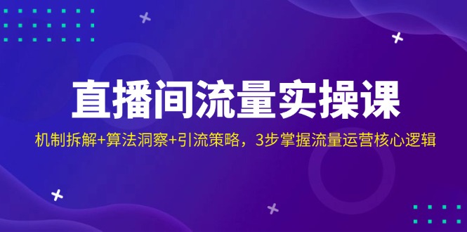 (14122期)直播间流量实操课:机制拆解+算法洞察+引流策略,3步掌握流量运营核心逻辑_天恒副业网