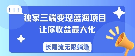 独家三端变现蓝海项目，让你收益最大化，长尾流无限躺挣_天恒副业网