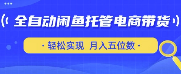 全自动闲鱼托管式电商带货,只需一部安卓手机和一个闲鱼号,轻松实现月入五位数_天恒副业网