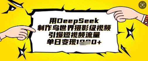 用DeepSeek制作鸟世界摄影级视频,引爆短视频流量,单日变现1k_天恒副业网