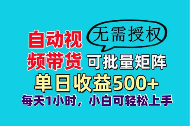 （14229期）自动视频带货，可批量矩阵，单日收益500+、轻松实现睡后收益，小白可…_天恒副业网
