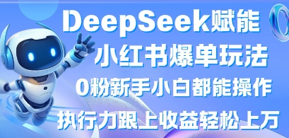 DeepSeek赋能小红书爆单玩法0粉新手小白都能操作，执行力跟上收益轻松上W，懒人勿做_天恒副业网