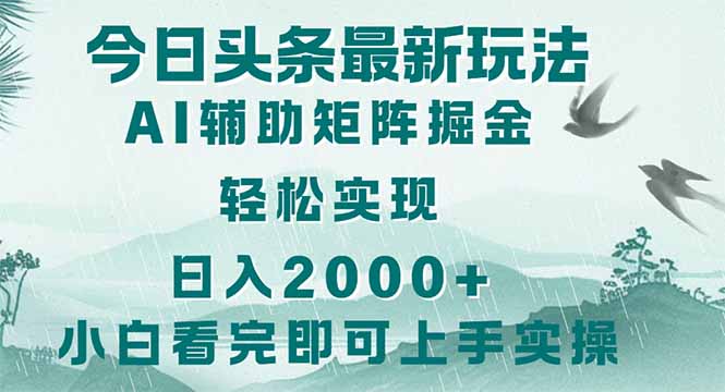 (14255期)今日头条2025最新玩法,思路简单,复制粘贴,轻松实现矩阵日入2000+_天恒副业网