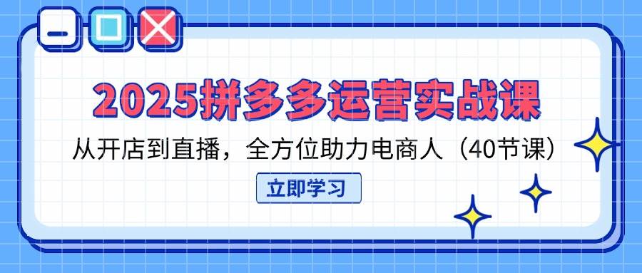 2025拼多多运营实战课,从开店到直播,全方位助力电商人(40节课)_天恒副业网