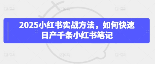 2025小红书实战方法,如何快速日产千条小红书笔记_天恒副业网