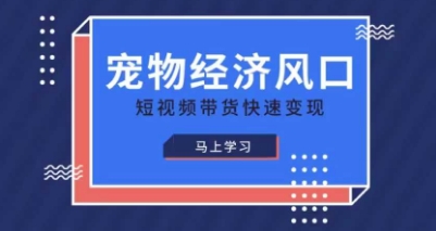 宠物赛道快速变现精品课,宠物经济风口,短视频带货快速变现_天恒副业网