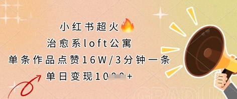 小红书超火的治愈系loft公寓，单条作品点赞16W，3分钟一条，单日变现数张_天恒副业网