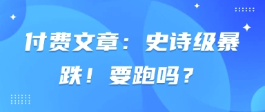 付费文章:史诗级暴跌!要跑吗?_天恒副业网