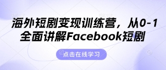 海外短剧变现训练营，从0-1全面讲解Facebook短剧_天恒副业网