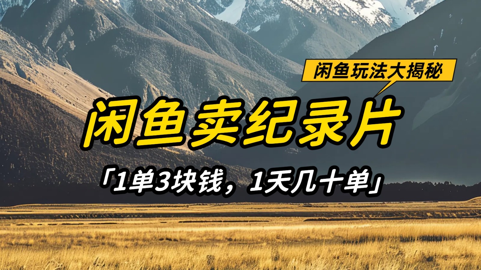 闲鱼卖纪录片,简单又赚钱的小项目,1单3块钱1天几十单_天恒副业网