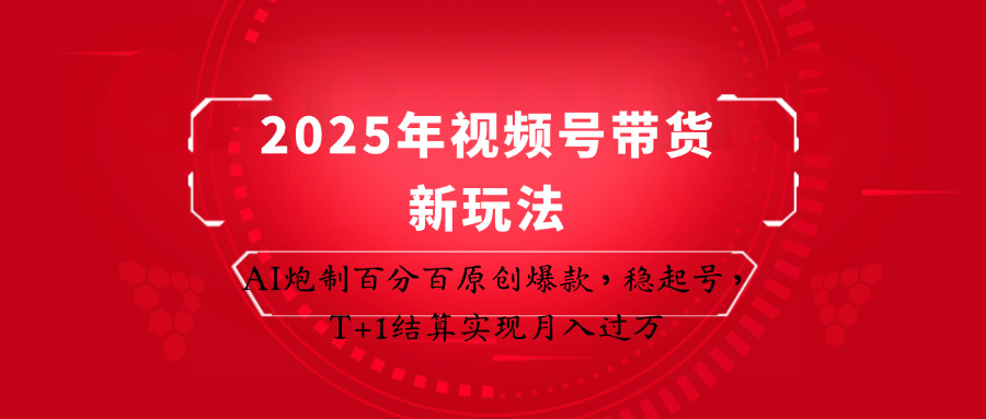 2025年视频号带货新玩法:AI炮制百分百原创爆款,稳起号,T+1结算实现月入过万_天恒副业网