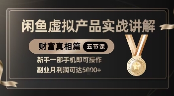 精品！闲鱼虚拟产品实战讲解，新手一部手机即可操作，副业月利润可达5k+_天恒副业网