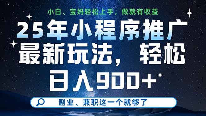 (14386期)25年小程序推广最新玩法,轻松日入900+,副业、兼职这一个就够了_天恒副业网