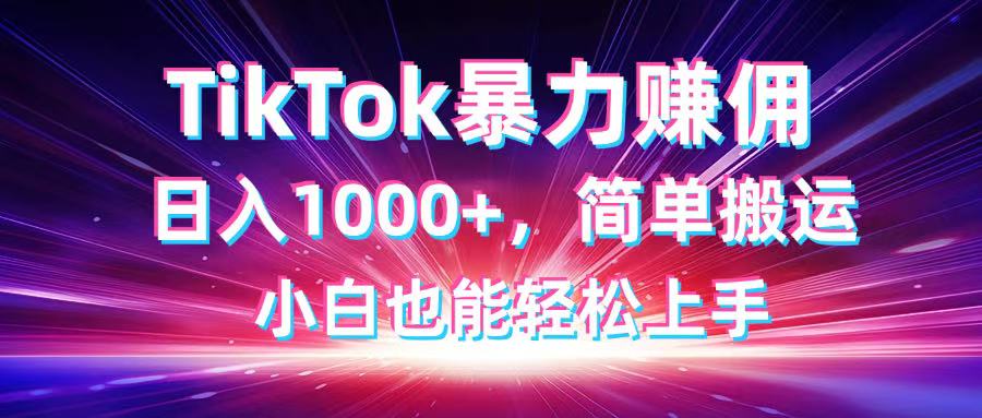 （14402期）TikTok搬运暴力赚佣，日入1000+，简单搬运，小白也能轻松上手_天恒副业网