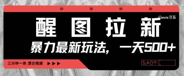 醒图拉新,暴力新玩法,光用手机三分钟制作一条视频,一天轻松5张_天恒副业网