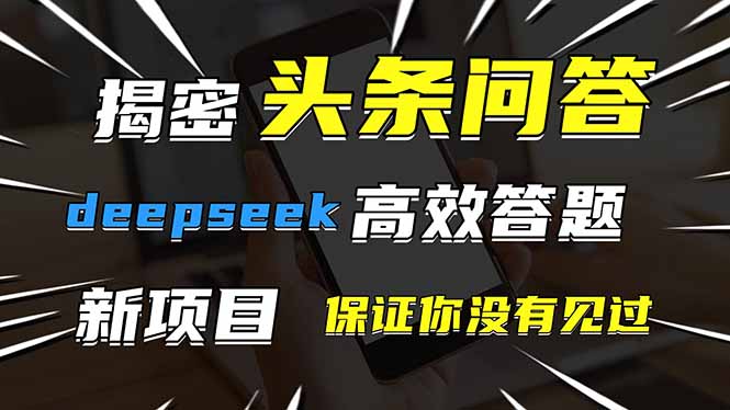 (14480期)头条问答,刚出的新玩法!保证你没见过!用DeepSeek去高效答题,一个账…_天恒副业网
