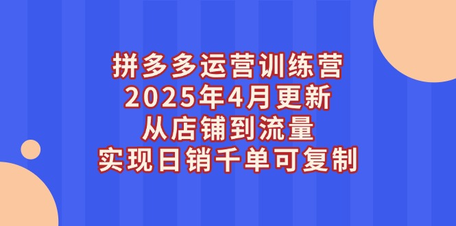 (14469期)拼多多运营训练营2025年4月更新,从店铺到流量,实现日销千单可复制_天恒副业网