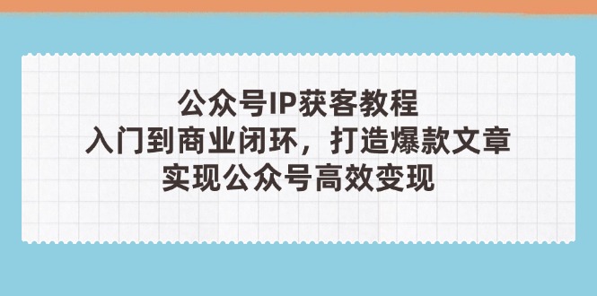 (14486期)公众号IP获客教程(第3期),从入门到商业闭环,打造爆款文章,实现公众…_天恒副业网