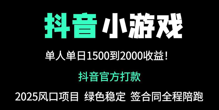 （14527期）抖音官方小游戏2025全网最新玩法，暴利赚钱项目，单机日入2000+，绝不…_天恒副业网