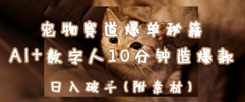 宠物赛道爆单秘籍:AI+数字人10分钟造爆款,日入1k_天恒副业网