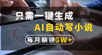 只需一键生成，AI自动写小说，实现躺着也能写作，每月收益过1w_天恒副业网