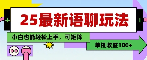 25年最新语聊玩法，纯手工，单机收益100+，小白也能轻松上手，可矩阵操作_天恒副业网