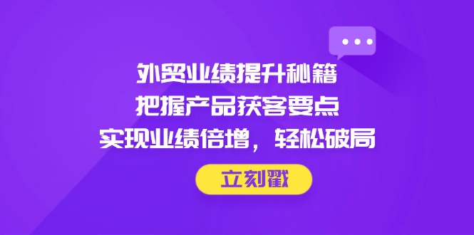 （14567期）外贸业绩提升秘籍，把握产品获客要点，实现业绩倍增，轻松破局_天恒副业网