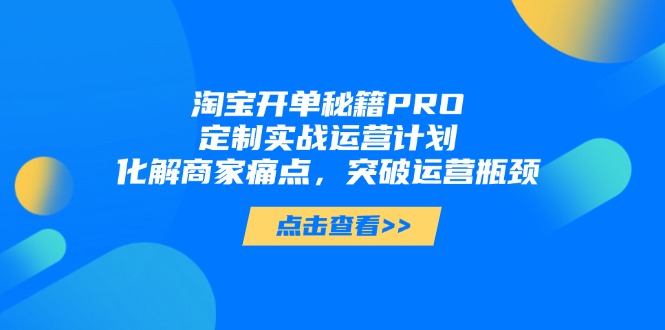 （14642期）淘宝开单秘籍PRO，定制实战运营计划，化解商家痛点，突破运营瓶颈_天恒副业网