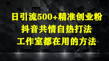 日引流500+精准创业粉，抖音共情自热打法，工作室都在用的方法_天恒副业网
