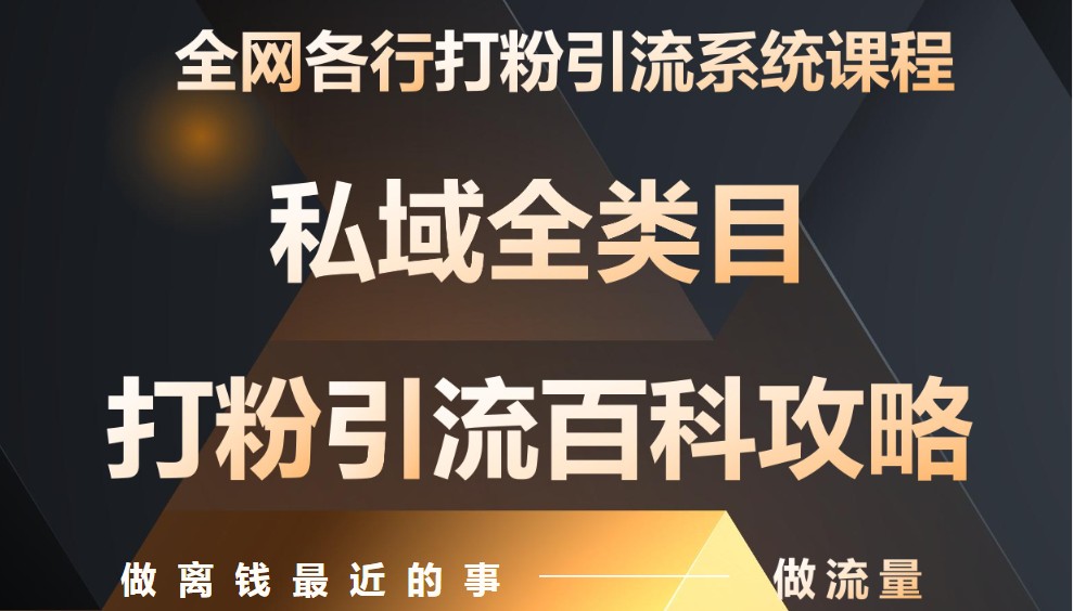 月入9万：全网唯一私域打粉引流神课，零基础手把手带你引流变现_天恒副业网