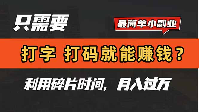 (14673期)只需要打字,打码,就能赚钱?简单的赚钱小副业,利用碎片时间,月入过万_天恒副业网