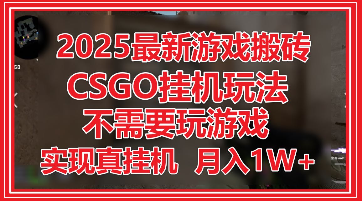 （14743期）2025最新游戏搬砖，CSGO挂机，不需要玩游戏，实现真挂机，月入1W+_天恒副业网
