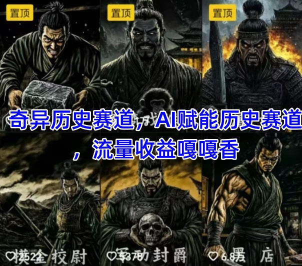 抖音奇异历史赛道,AI赋能历史赛道,流量收益嘎嘎香,狂撸伙伴计划_天恒副业网