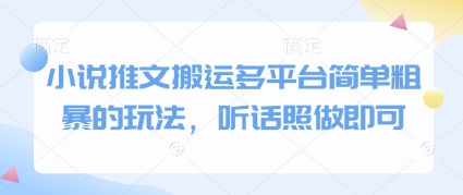 小说推文搬运多平台简单粗暴的玩法，听话照做即可_天恒副业网