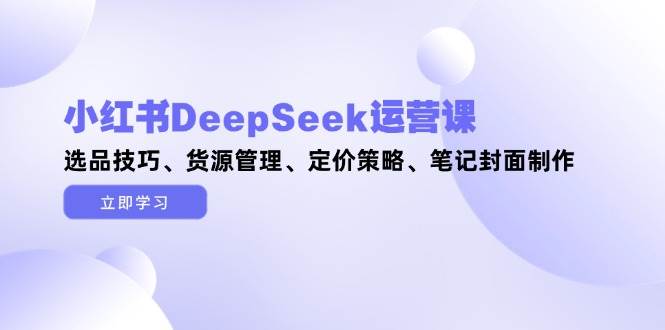 小红书DeepSeek运营课,选品技巧、货源管理、定价策略、笔记封面制作_天恒副业网
