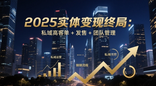 2025实体变现终局:私域高客单+发售+团队管理_天恒副业网