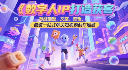 数字人IP打造获客变现实操课，智能选题、文案、剪辑、包装一站式解决短视频创作难题_天恒副业网