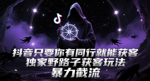抖音只要你有同行就能获客，独家野路子获客玩法，暴力截流_天恒副业网