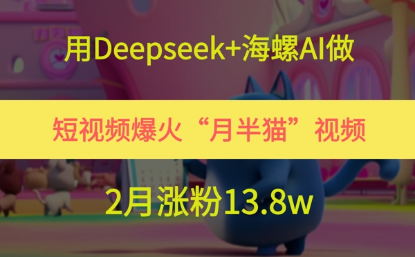 用Deepseek+海螺AI做短视频爆火“月半猫”视频,2月涨粉13.8w_天恒副业网