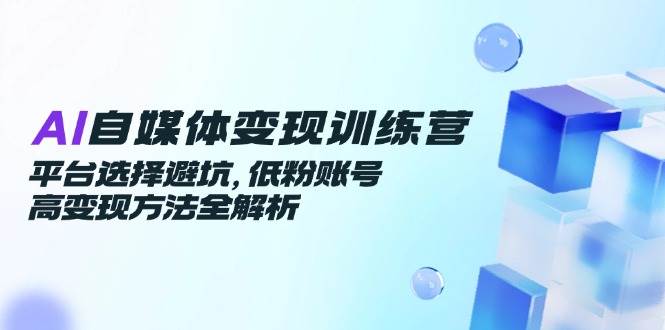 AI自媒体变现训练营，平台选择避坑，低粉账号高变现方法全解析_天恒副业网