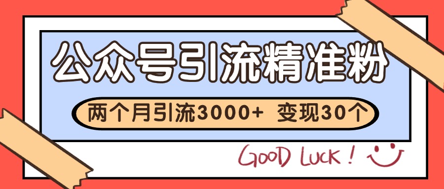 公众号精准粉引流玩法2个月3000+精准粉变现30万+_天恒副业网