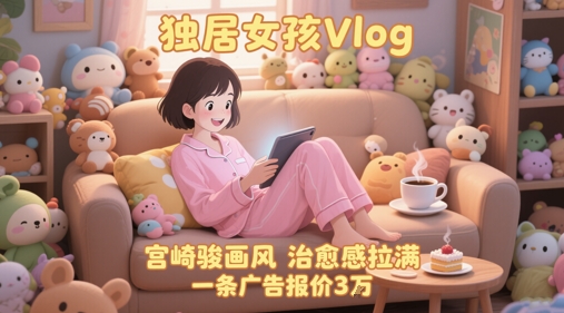 单个账号涨粉71W!用AI制作独居女孩Vlog,宫崎骏画风,治愈感拉满,一条广告报价3W_天恒副业网