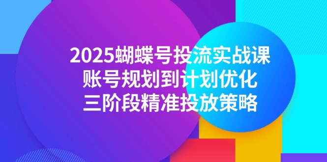 （14987期）2025蝴蝶号投流实战课，账号规划到计划优化，三阶段精准投放策略_天恒副业网