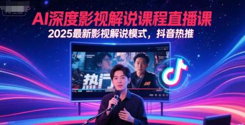 AI深度影视解说课程直播课,2025最新影视解说模式,抖音热推_天恒副业网