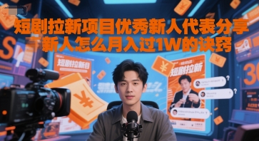 短剧拉新项目优秀新人代表分享新人怎么月入过1W的诀窍_天恒副业网