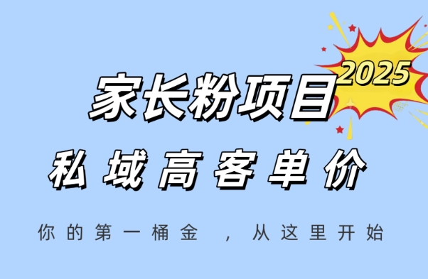家长粉项目，一个可以长期变现暴利项目，私域高客单价，轻松完成你的人生第一桶金_天恒副业网