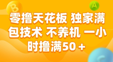 零撸天花板,独家满包技术不养机一小时撸满50+_天恒副业网