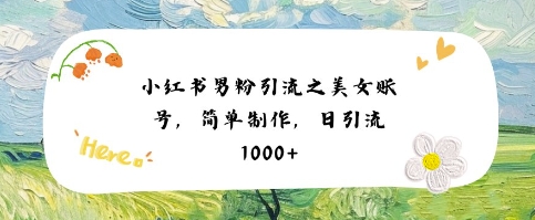 小红书男粉引流项目之美女账号6，简单制作，条条爆款原创，不违规_天恒副业网